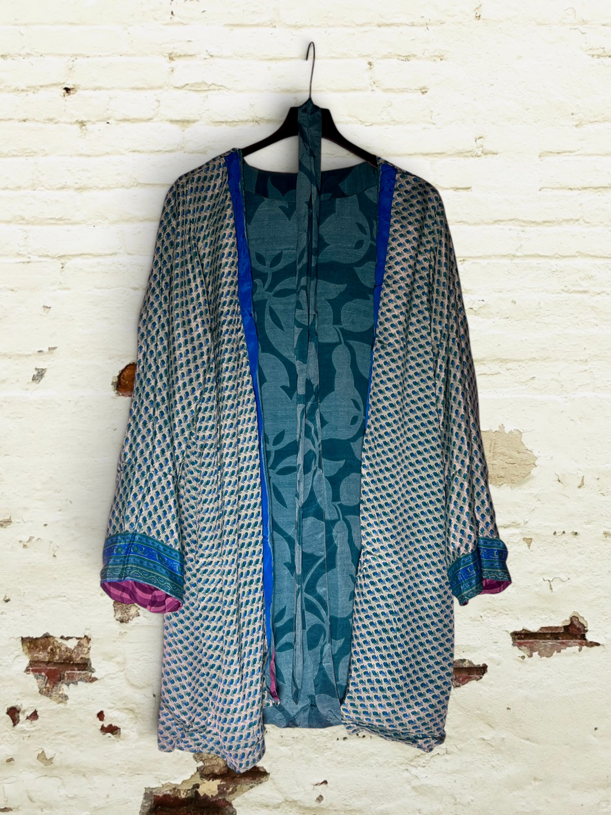 Kimono reversible corto Aguamarina