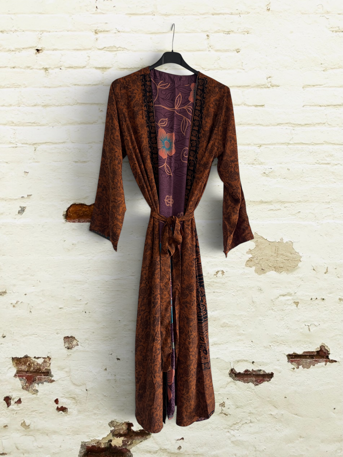 Kimono de seda reciclada Reversible Africa