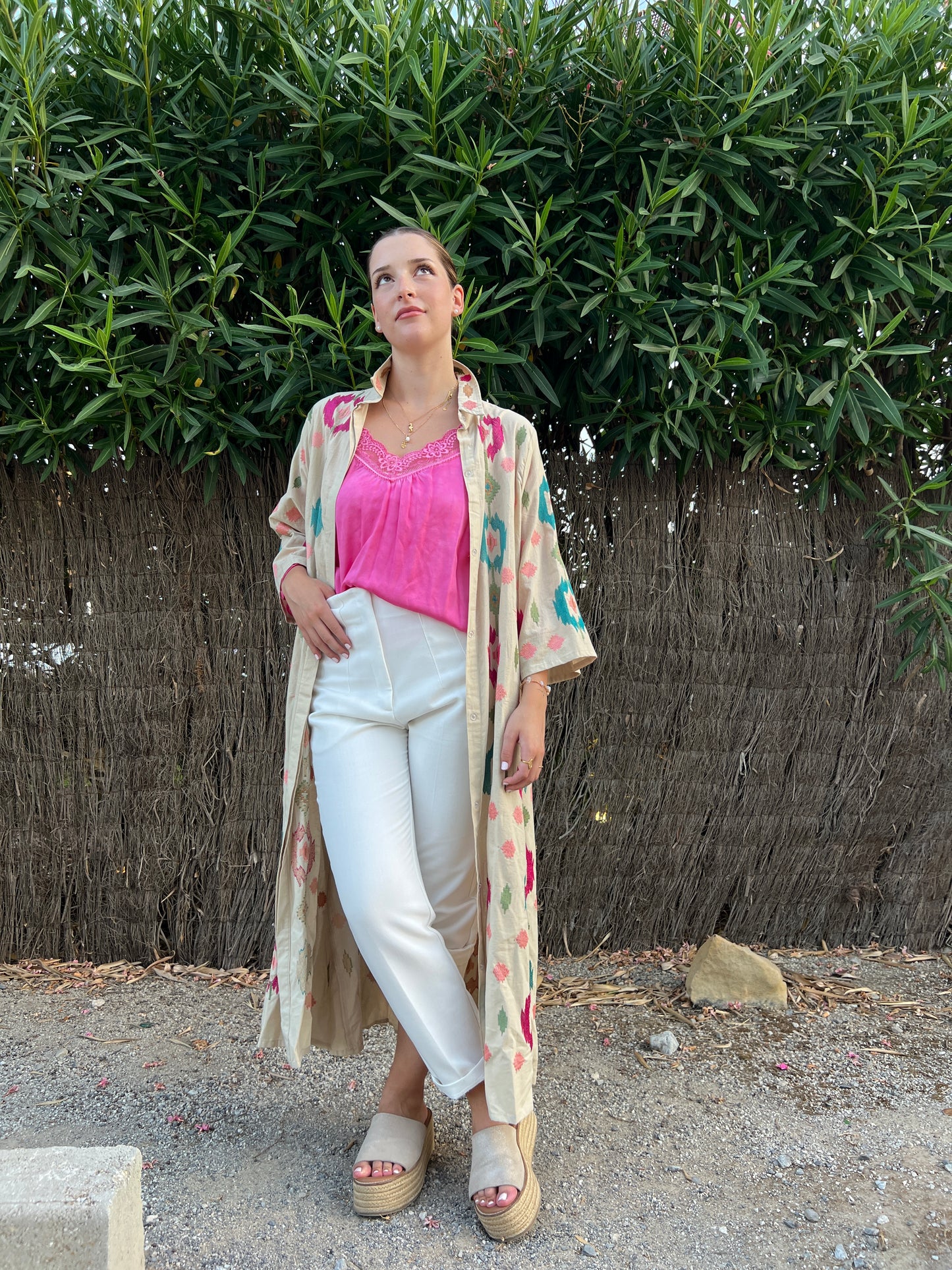 Vestido camisero de algodón bordado Cairo