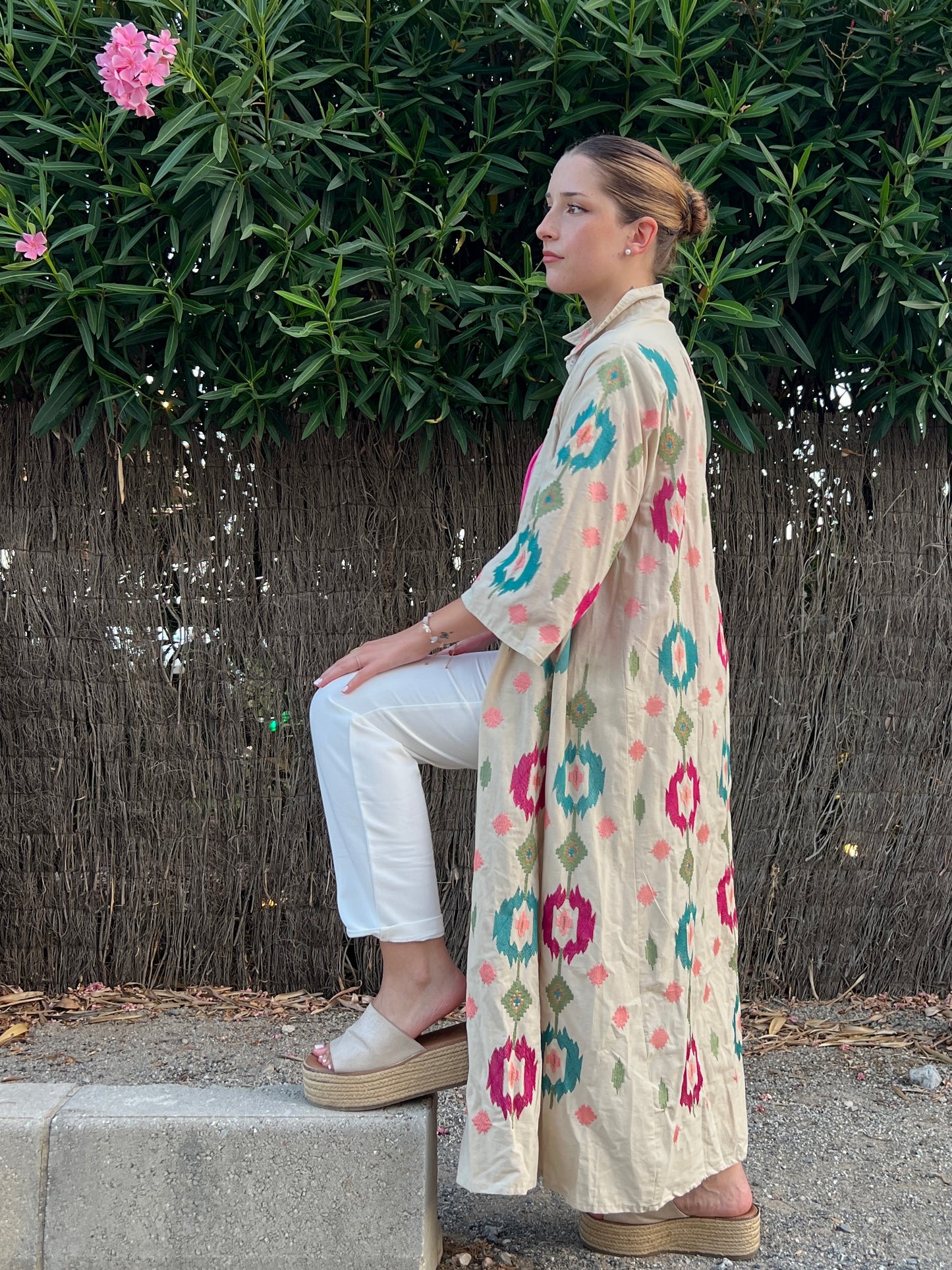 Vestido camisero de algodón bordado Cairo