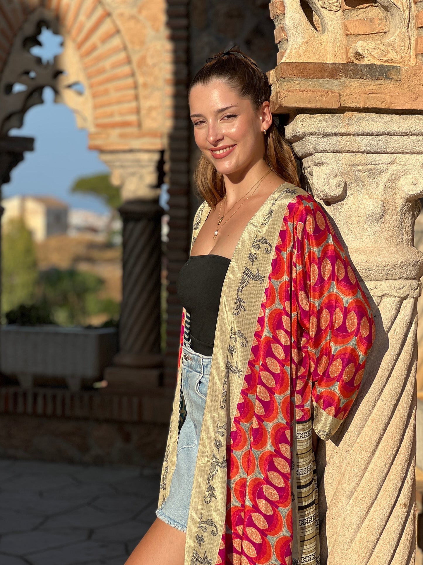 Kimono de seda reciclada Reversible Colomares