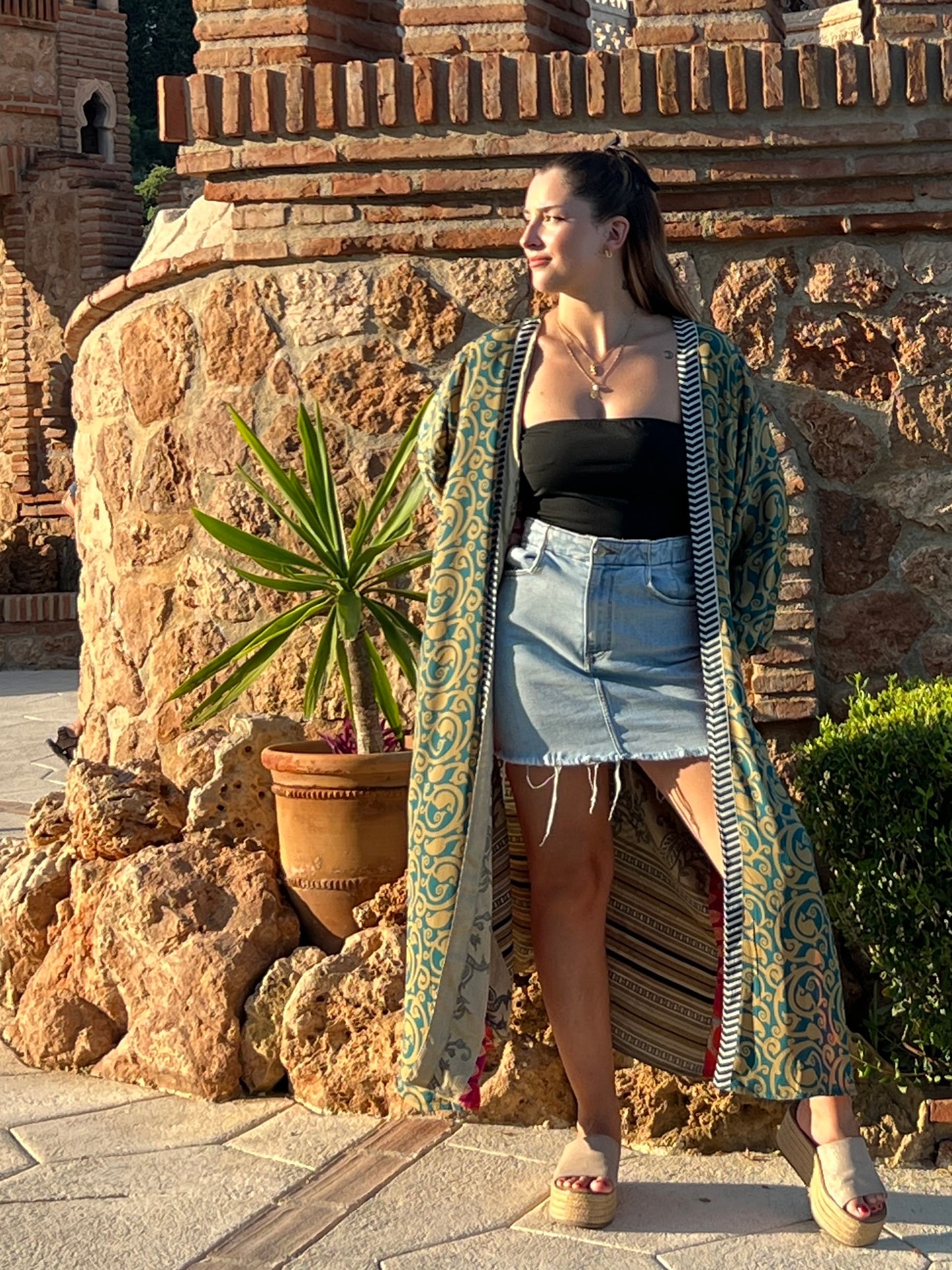 Kimono de seda reciclada Reversible Colomares