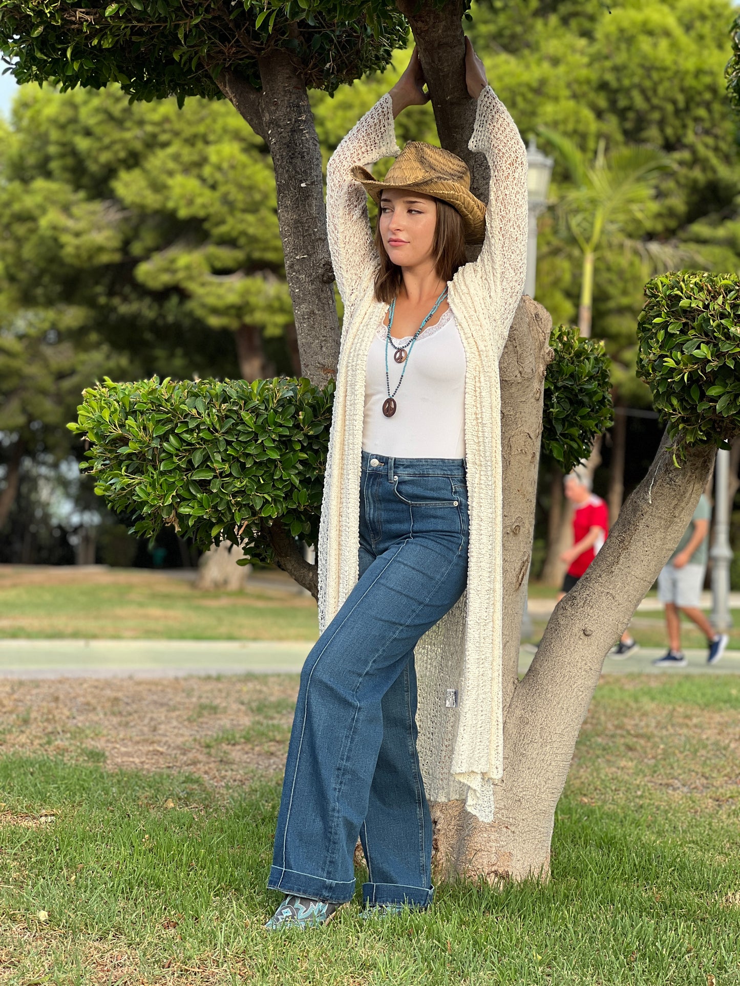 Kimono tejida, Rebeca Tejida Estilo Boho - Modelo  Largo