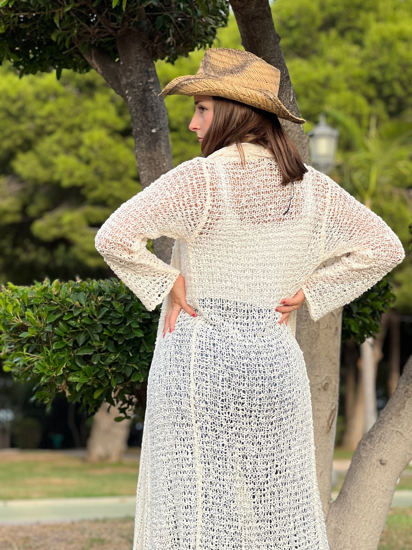 Kimono tejida, Rebeca Tejida Estilo Boho - Modelo  Largo