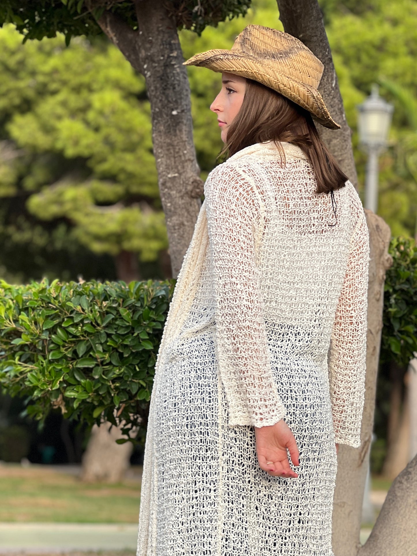 Kimono tejida, Rebeca Tejida Estilo Boho - Modelo  Largo