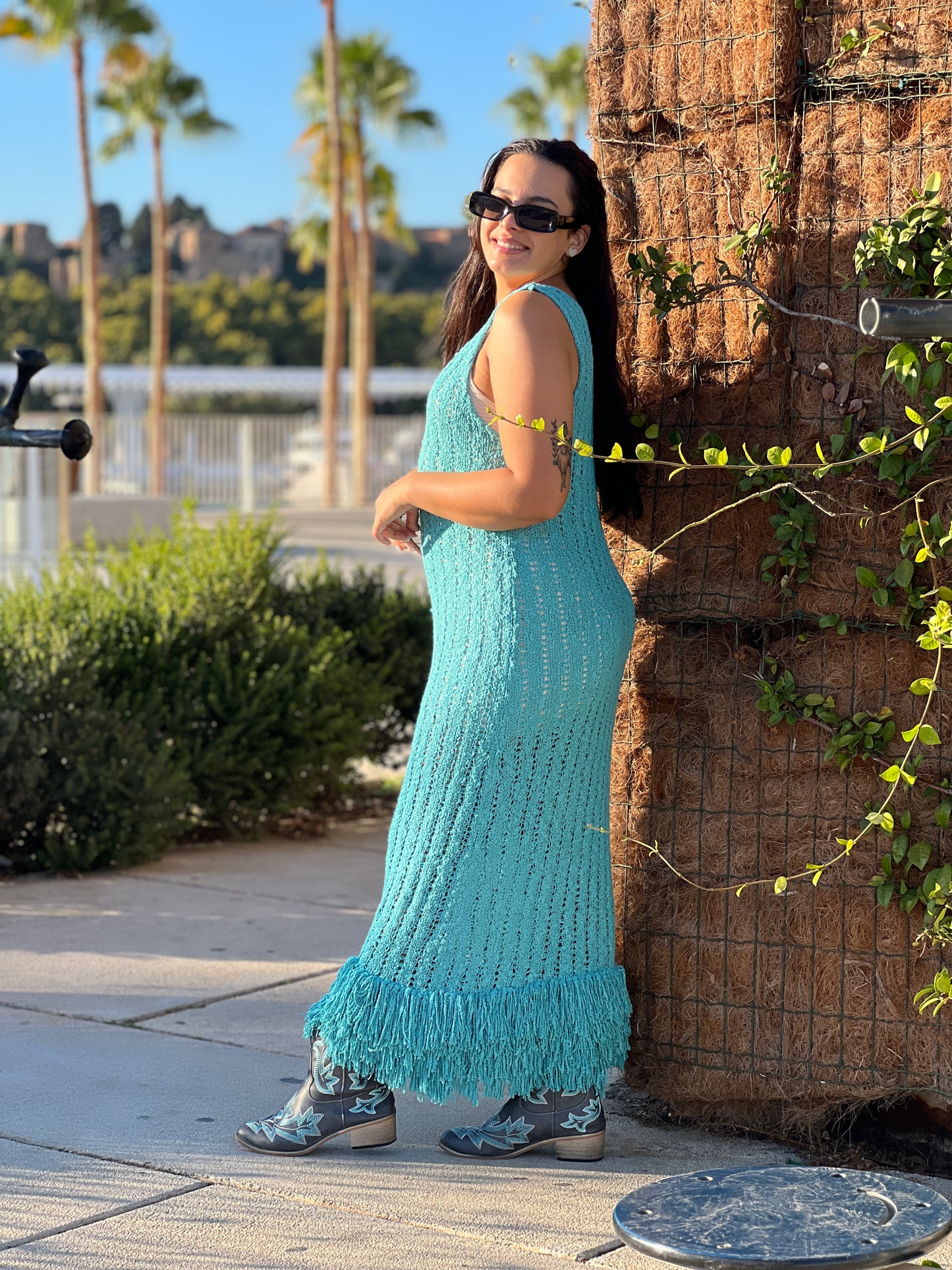 Vestido boho con flecos largo estilo boho