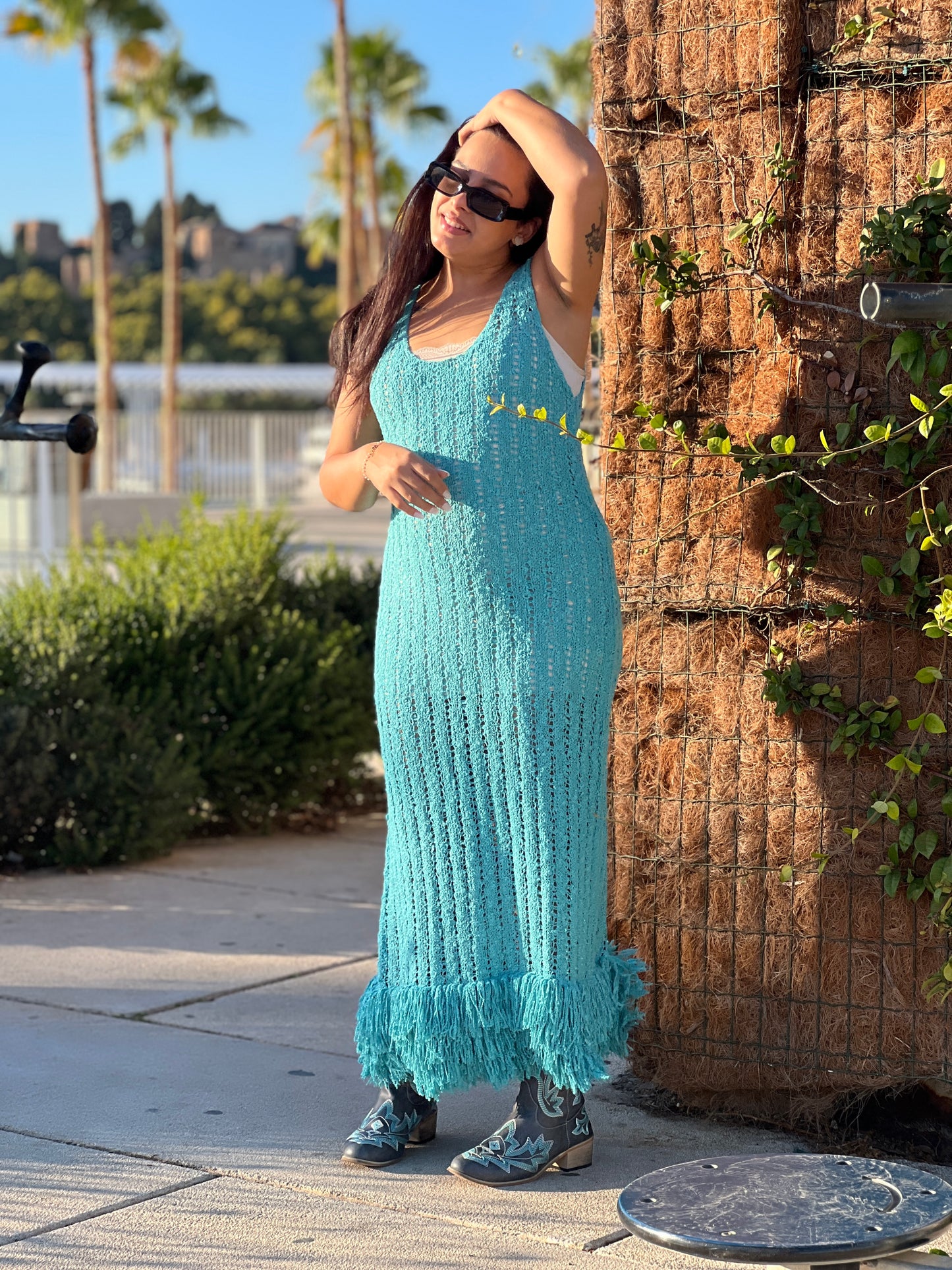 Vestido boho con flecos largo estilo boho