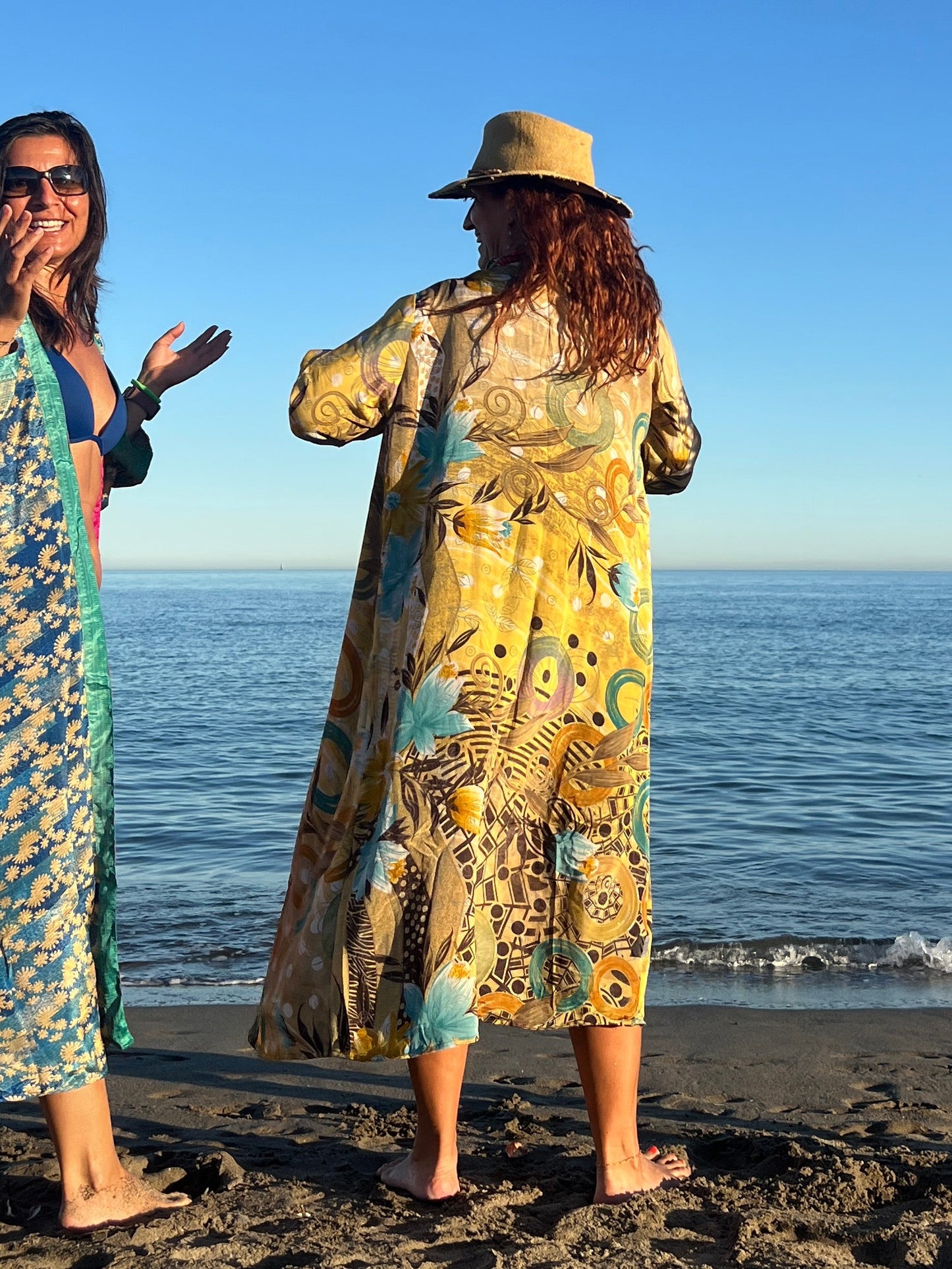 Kimono reversible largo de seda reciclada Mexico city