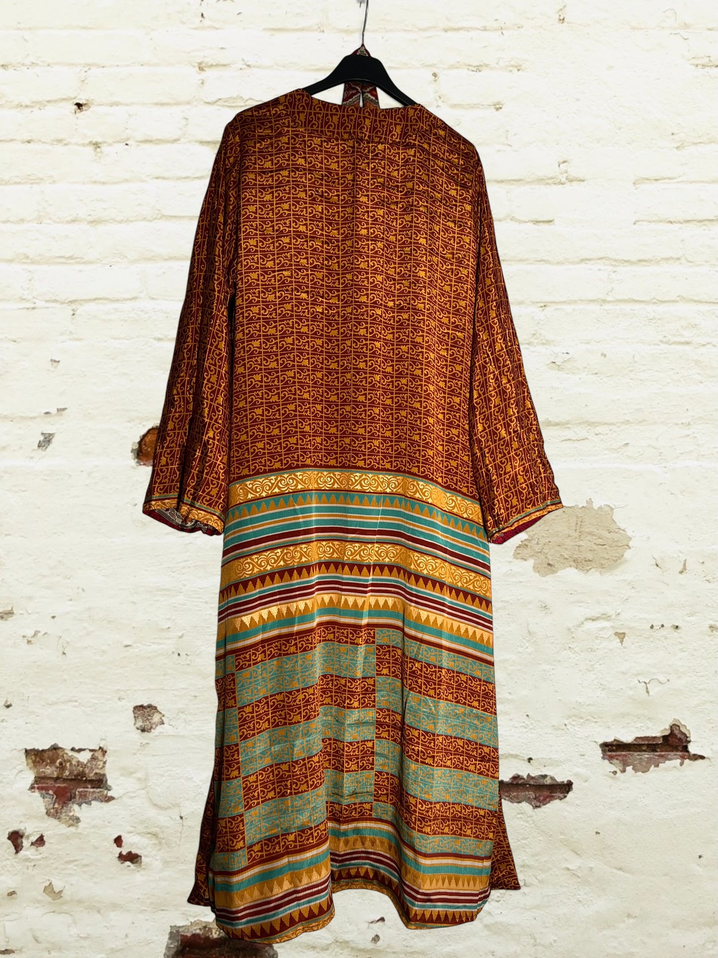 Kimono de seda reciclada Reversible Fuego
