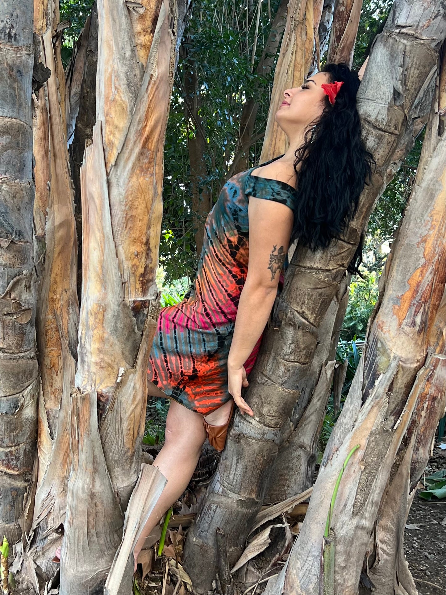 Vestido Asimétrico de Spandex Tie Dye