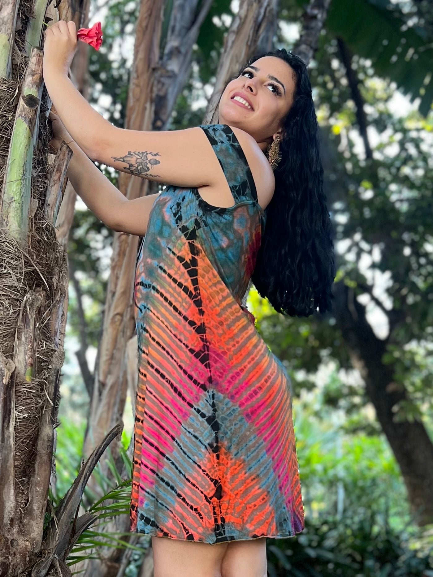 Vestido Asimétrico de Spandex Tie Dye