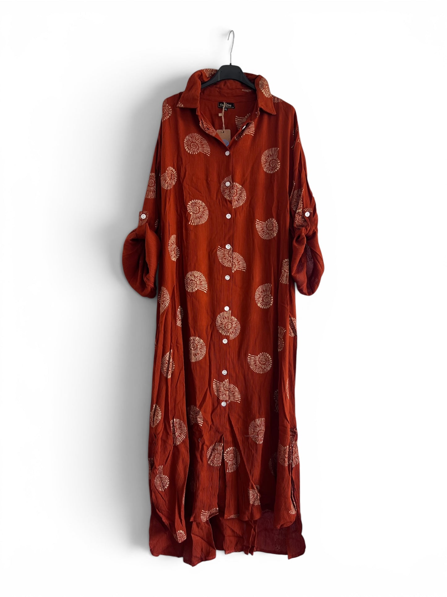 Vestido LISBOA, Camisero Largo en Algodón Blockprint