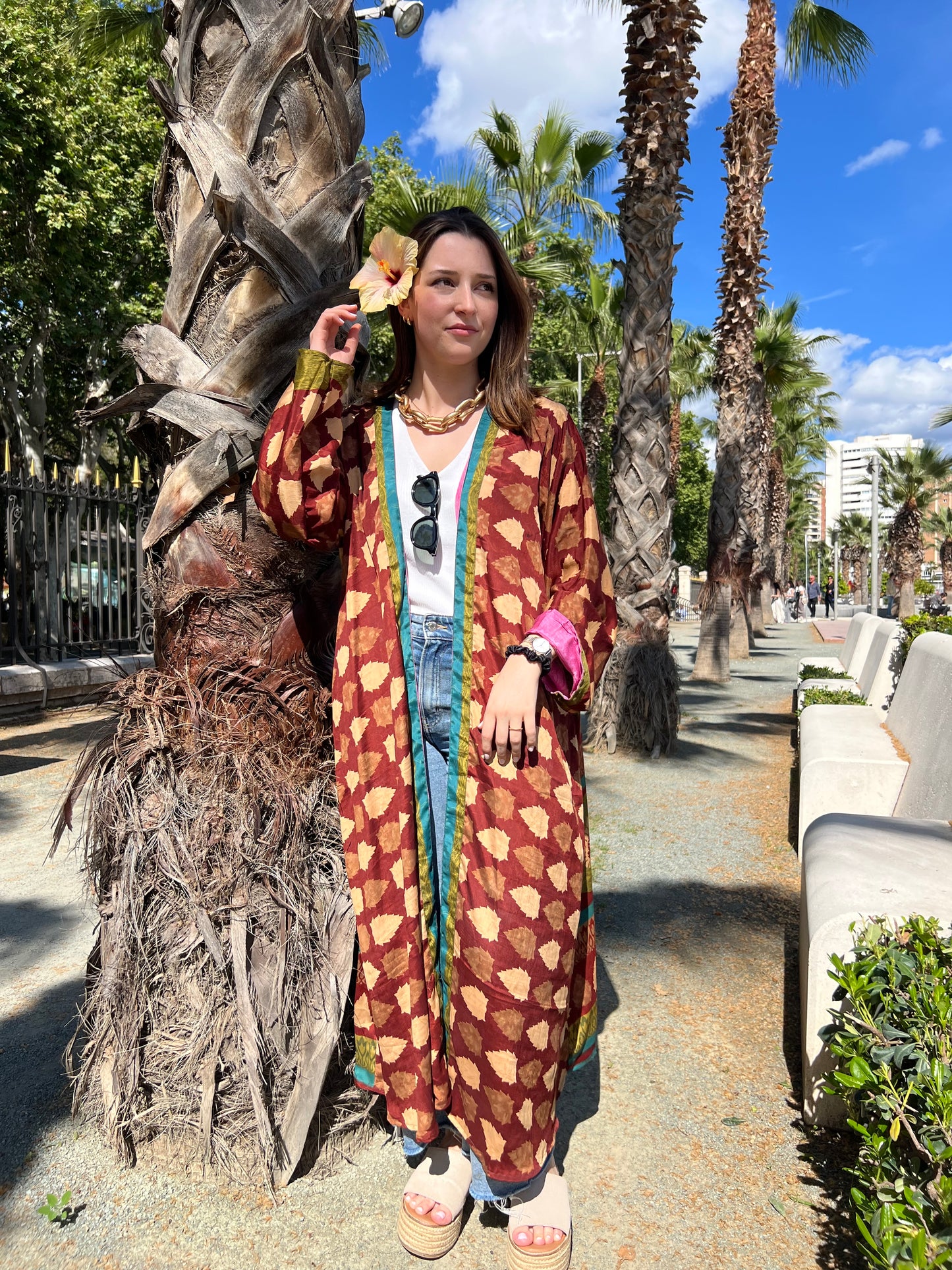 Kimono de seda reciclada Reversible Ibiza