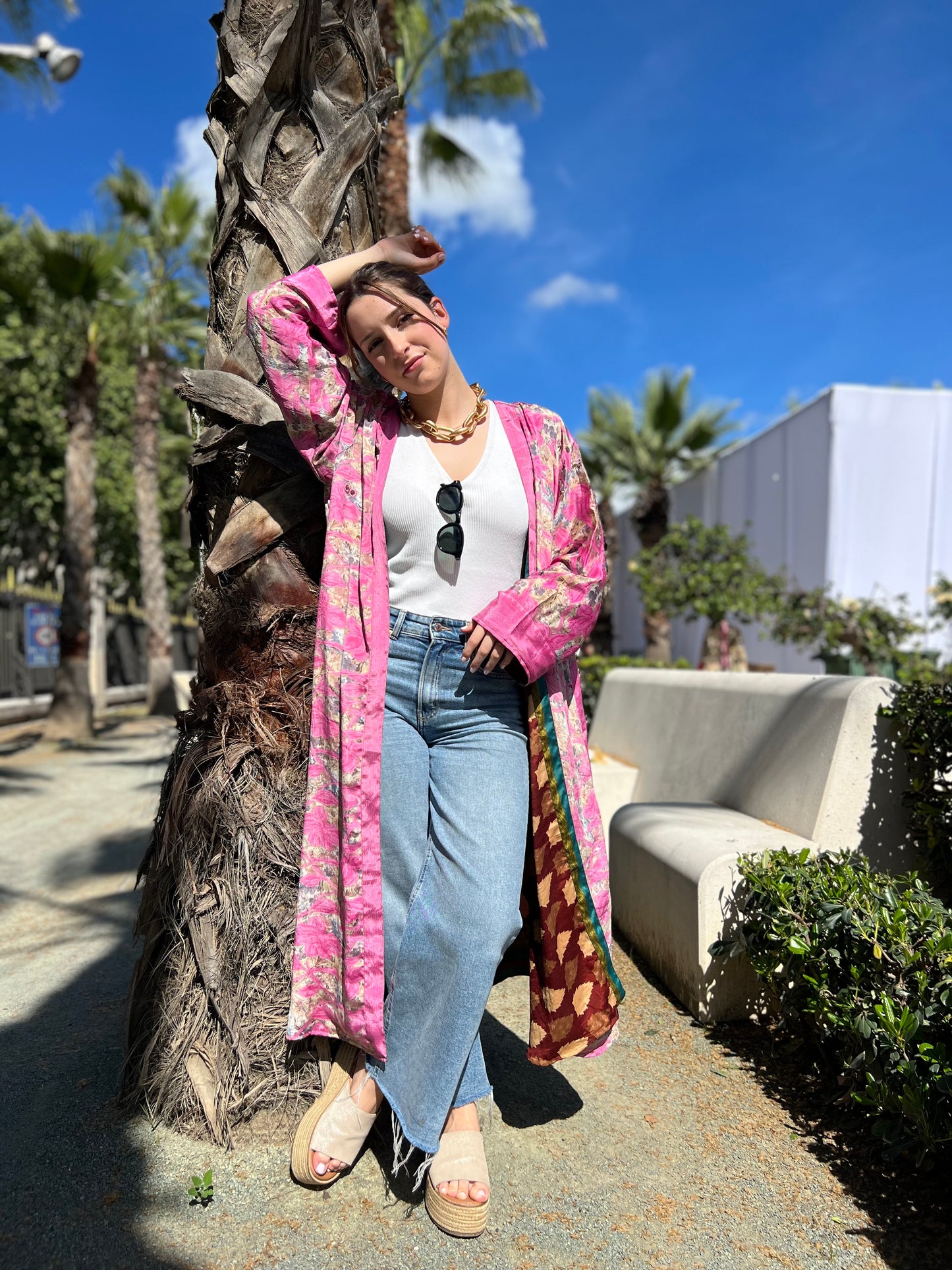 Kimono de seda reciclada Reversible Ibiza
