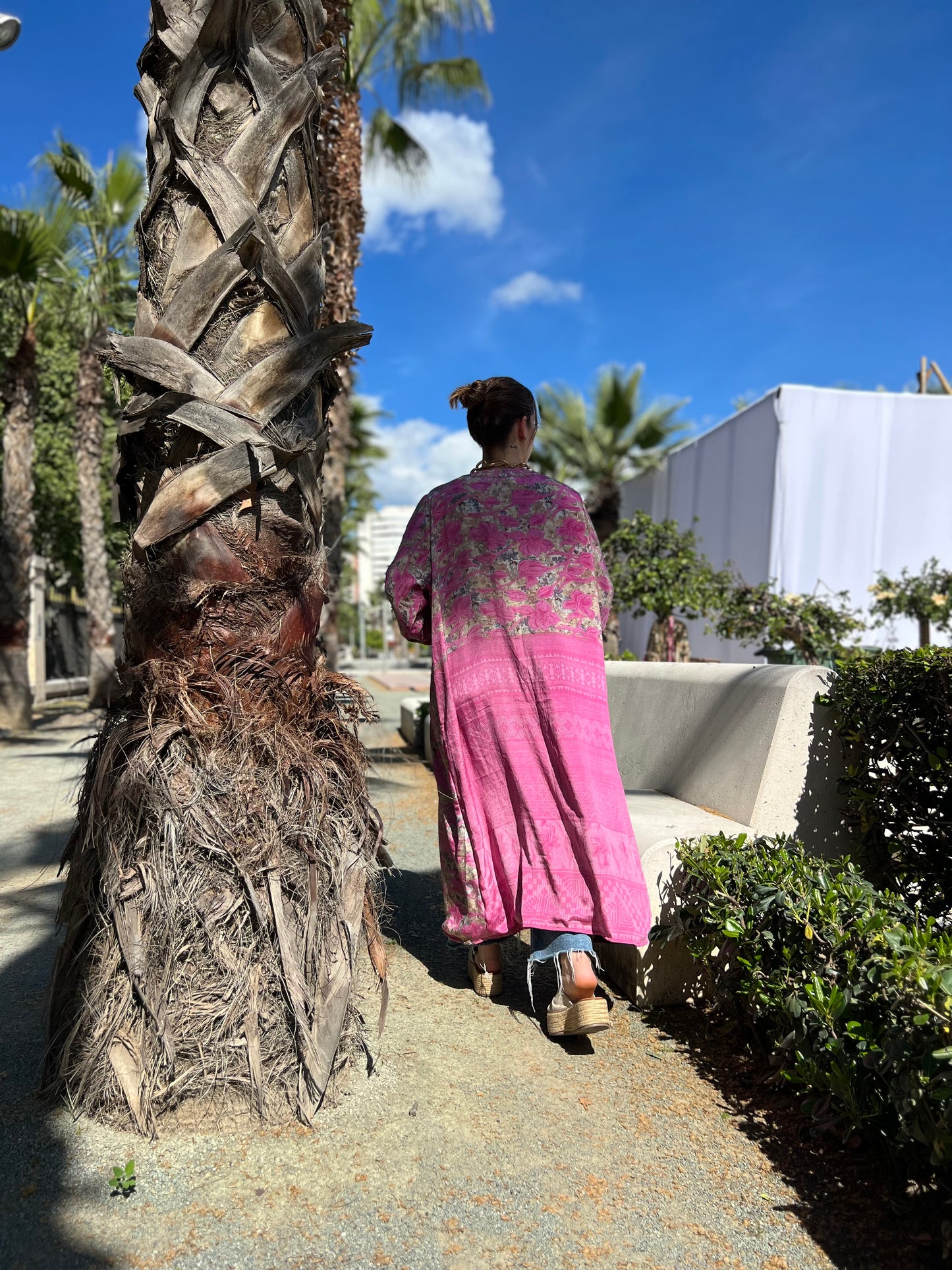 Kimono de seda reciclada Reversible Ibiza