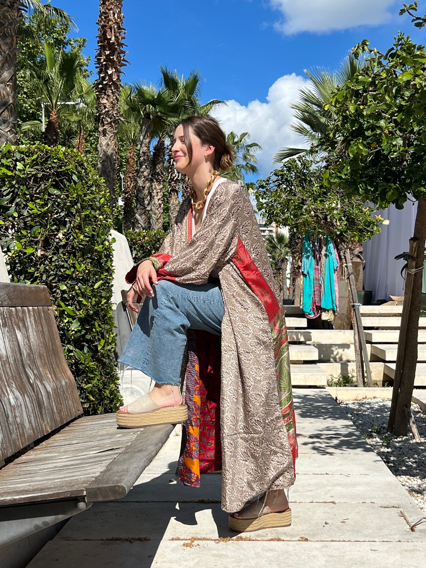Kimono de seda reciclada Reversible New York