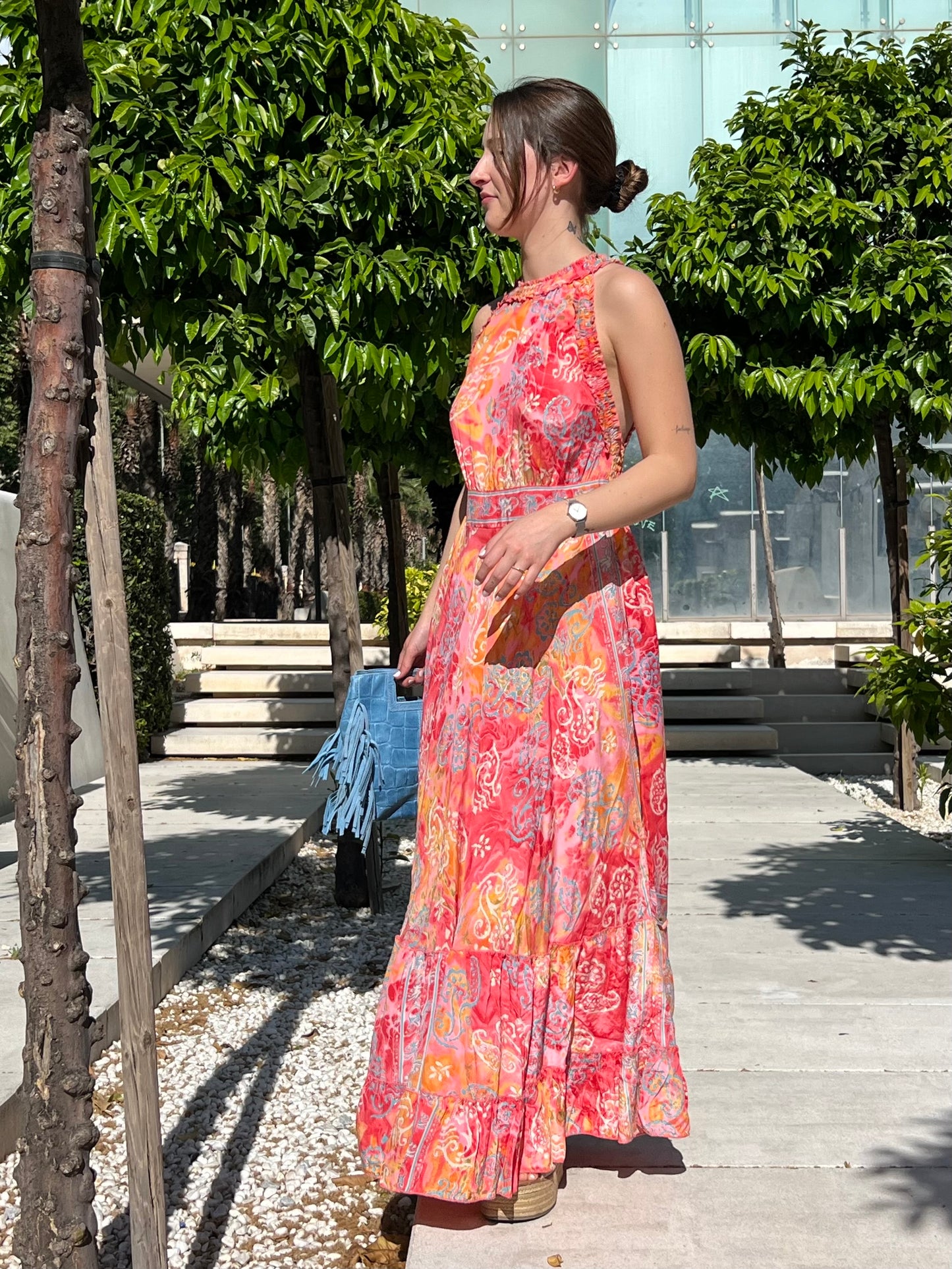 Vestido largo en seda fría – Talla única