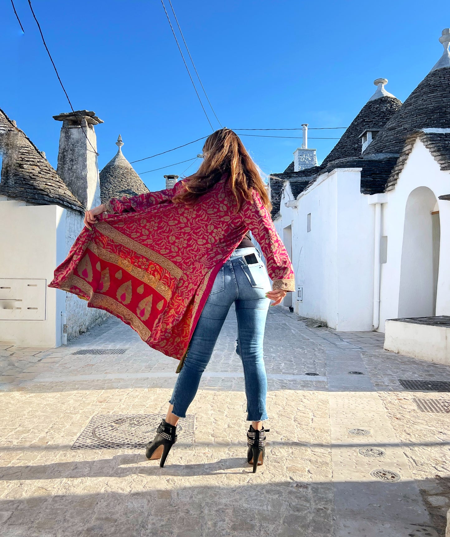 Kimono reversible de seda reciclada, unisex