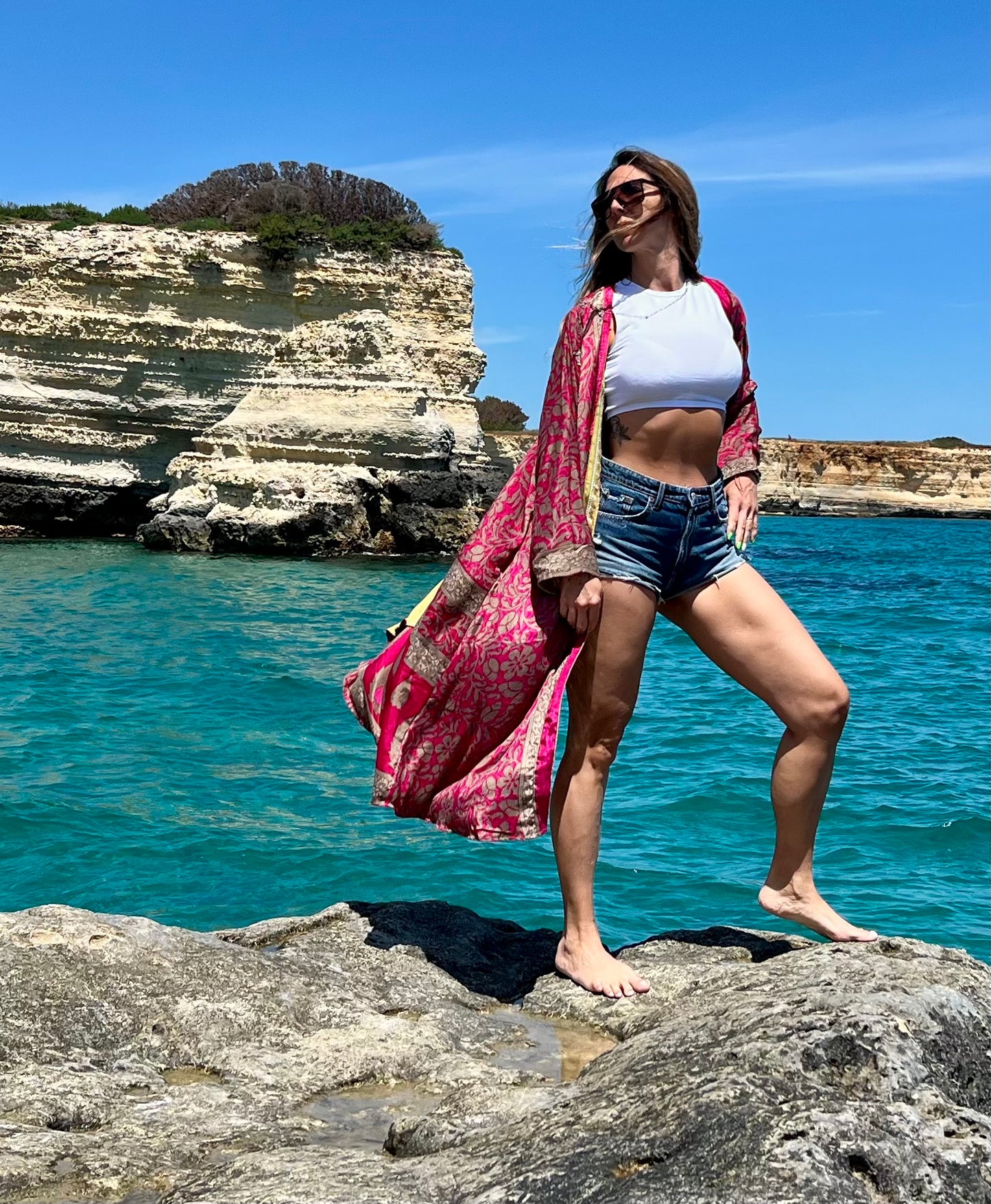 1 Kimono reversible de seda reciclada, unisex