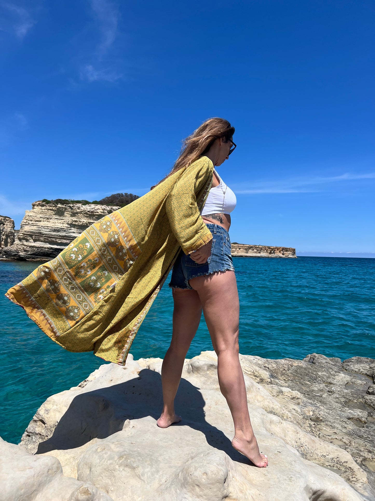 Kimono reversible de seda reciclada, unisex