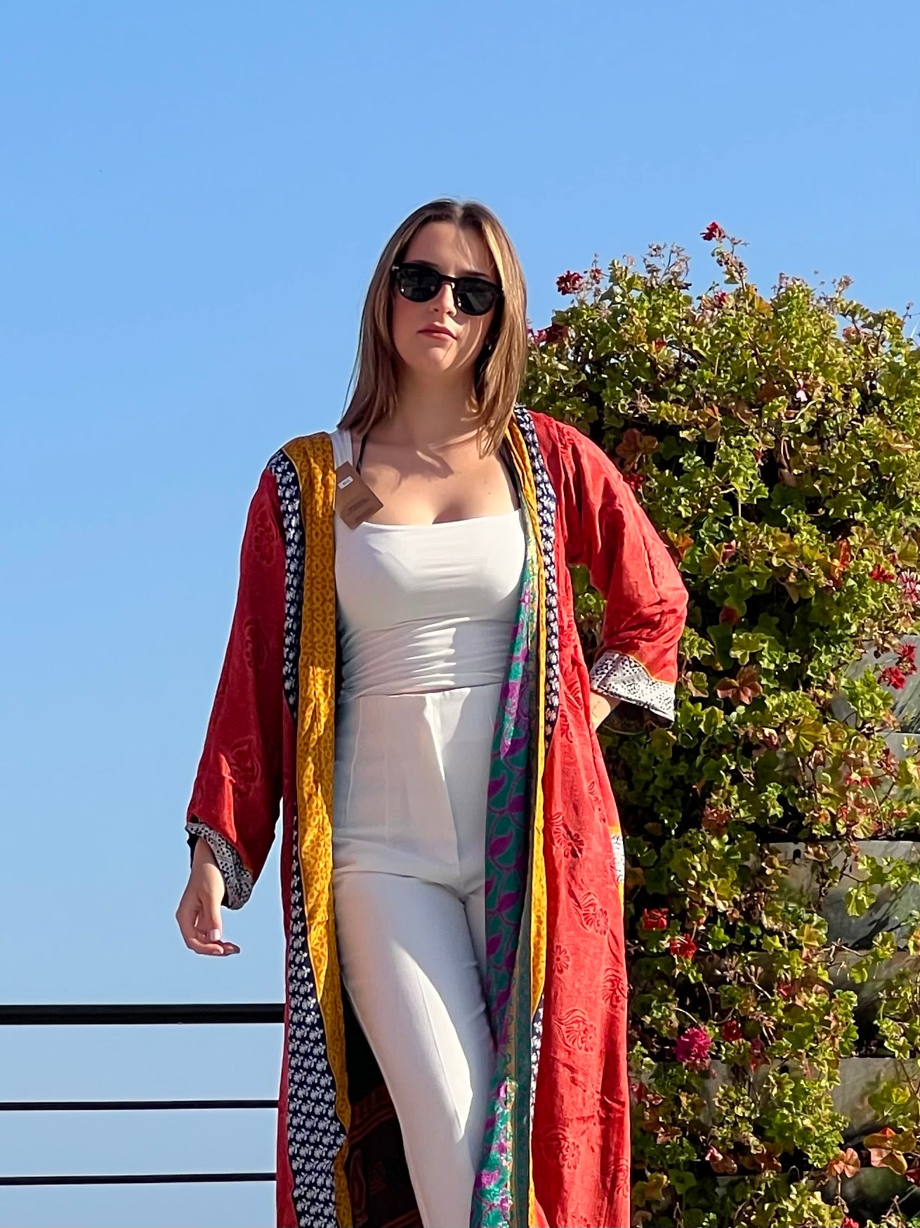 Kimono de seda reciclada Reversible Bilbil