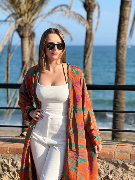 Kimono de seda reciclada Reversible Benalmadena