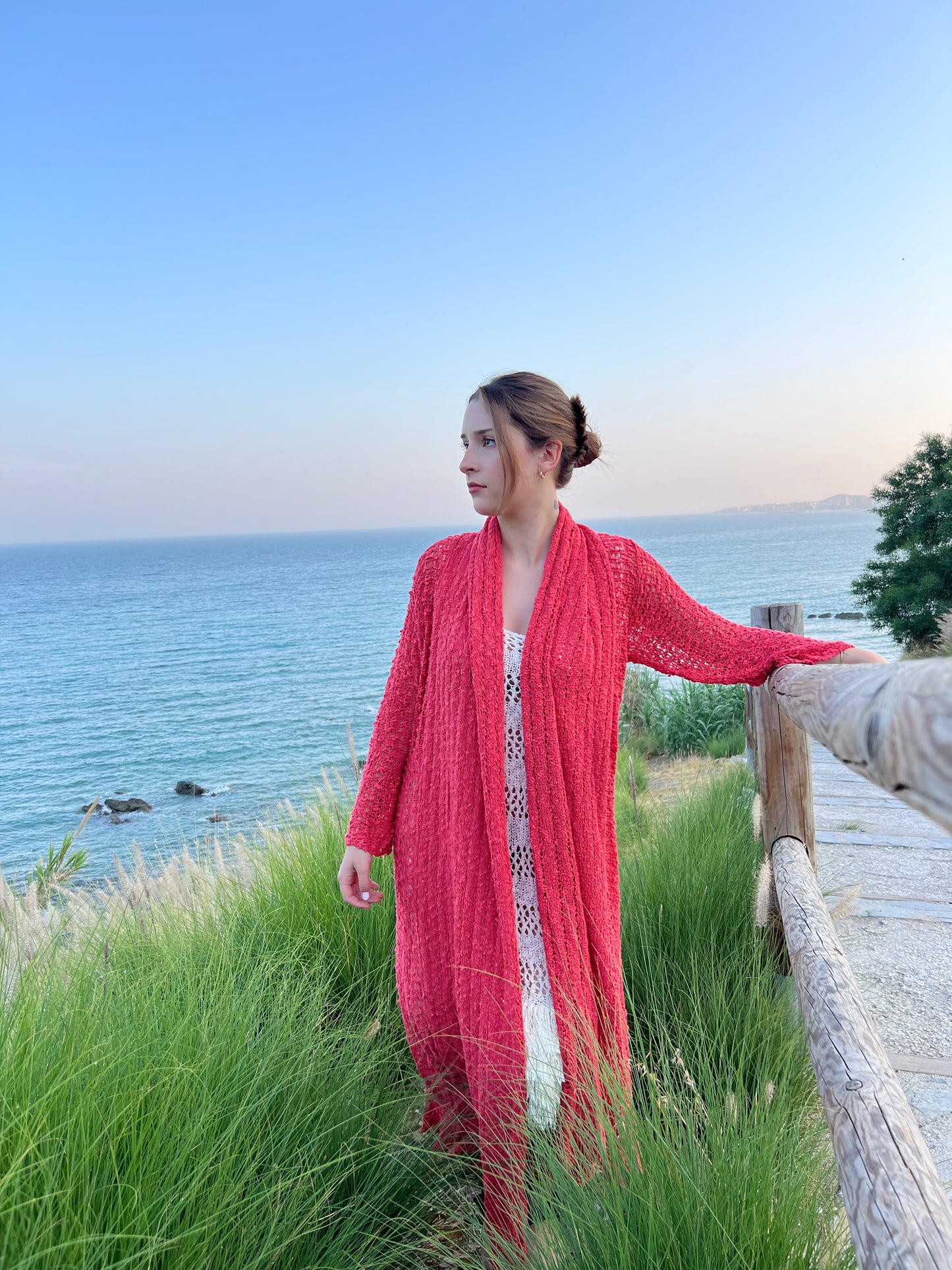 Kimono tejida, Rebeca Tejida Estilo Boho - Modelo  Largo