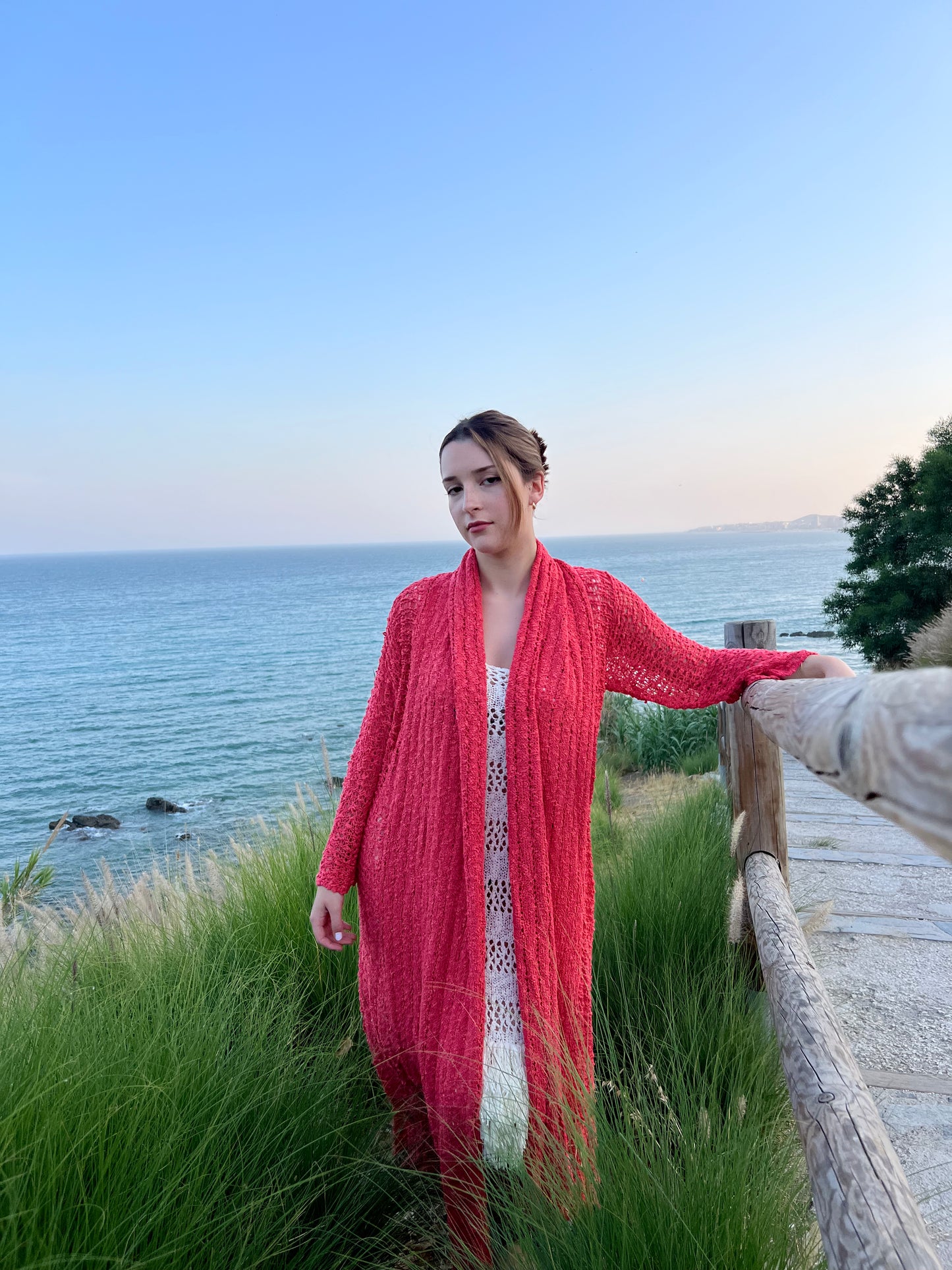 Kimono tejida, Rebeca Tejida Estilo Boho - Modelo  Largo