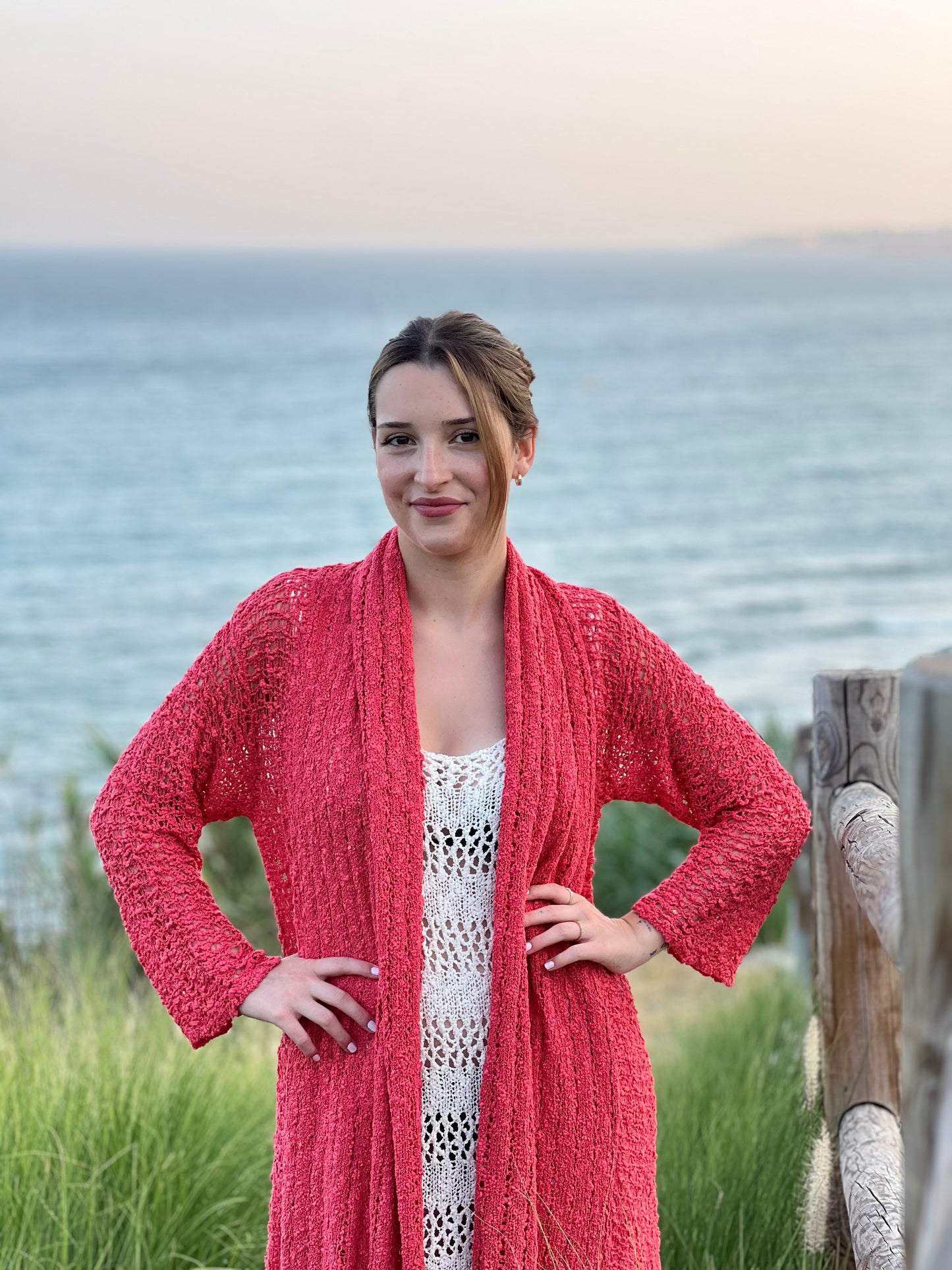 Kimono tejida, Rebeca Tejida Estilo Boho - Modelo  Largo