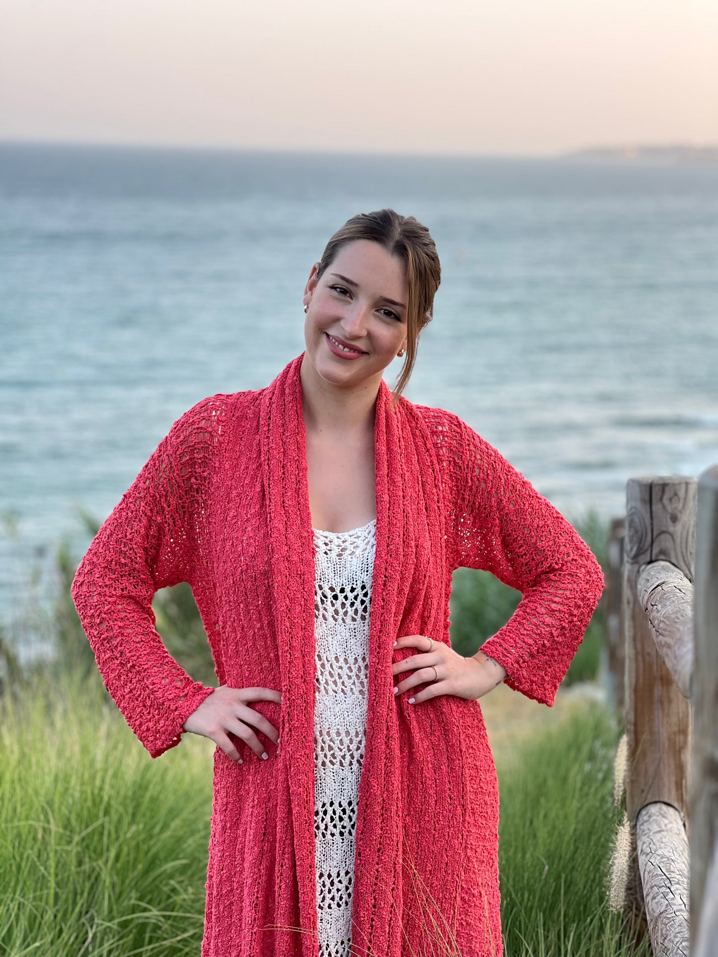 Kimono tejida, Rebeca Tejida Estilo Boho - Modelo  Largo