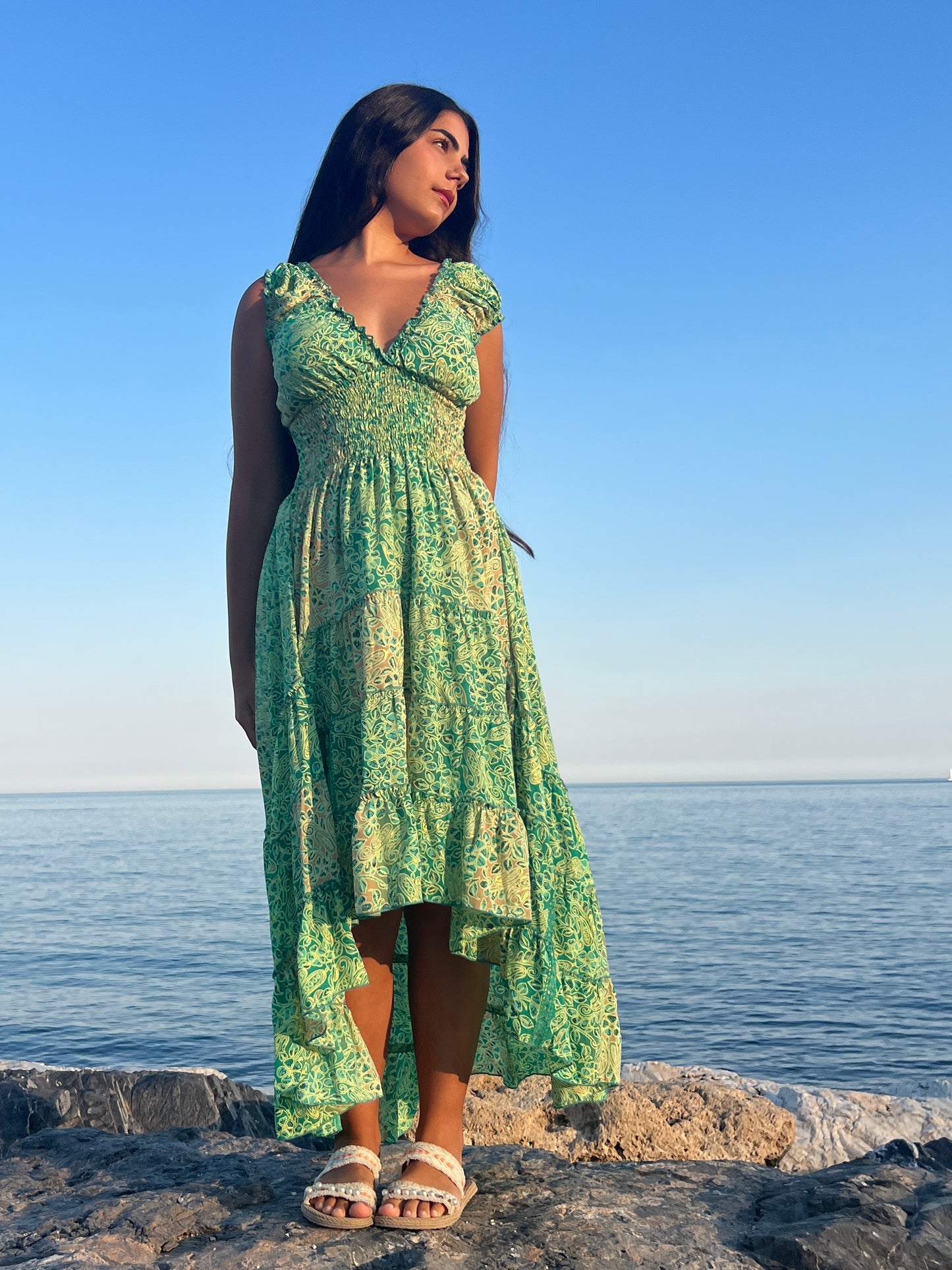 Vestido Bohemio Asimétrico de Seda Fría