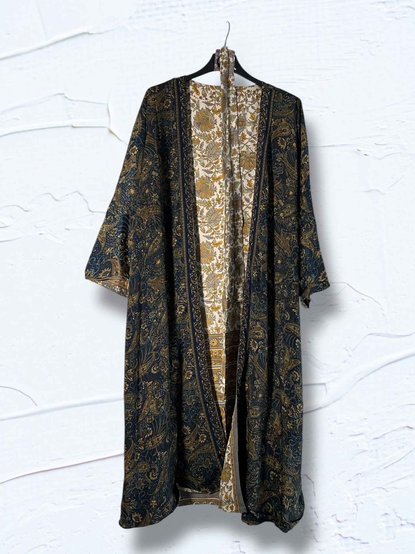 Kimono reversible de seda reciclada, XL unisex Vancouver