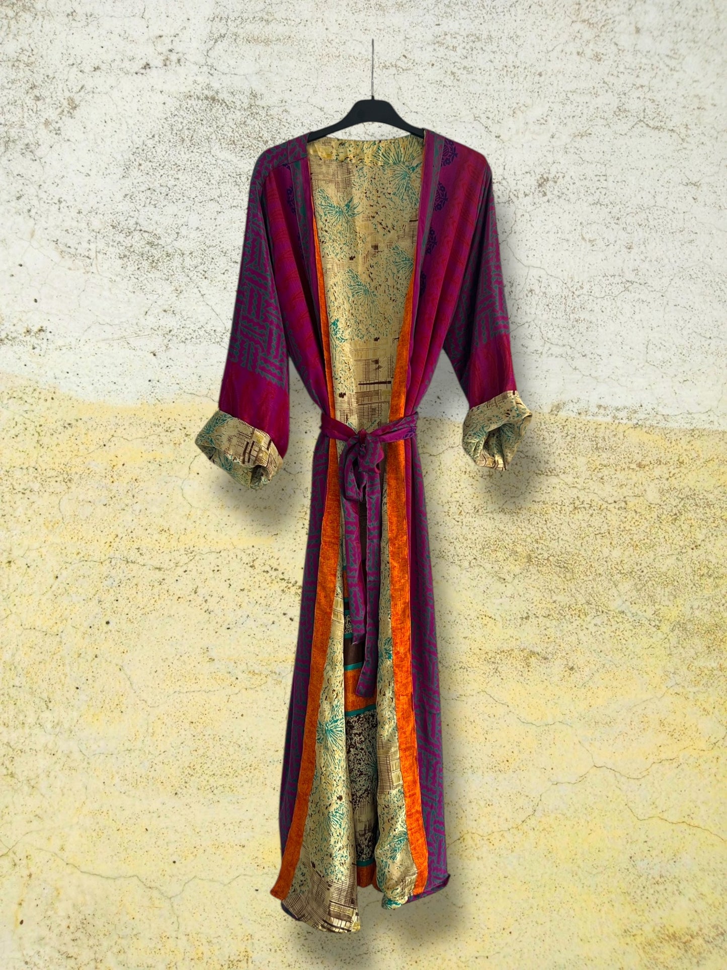 Kimono reversible largo de seda reciclada Boheme