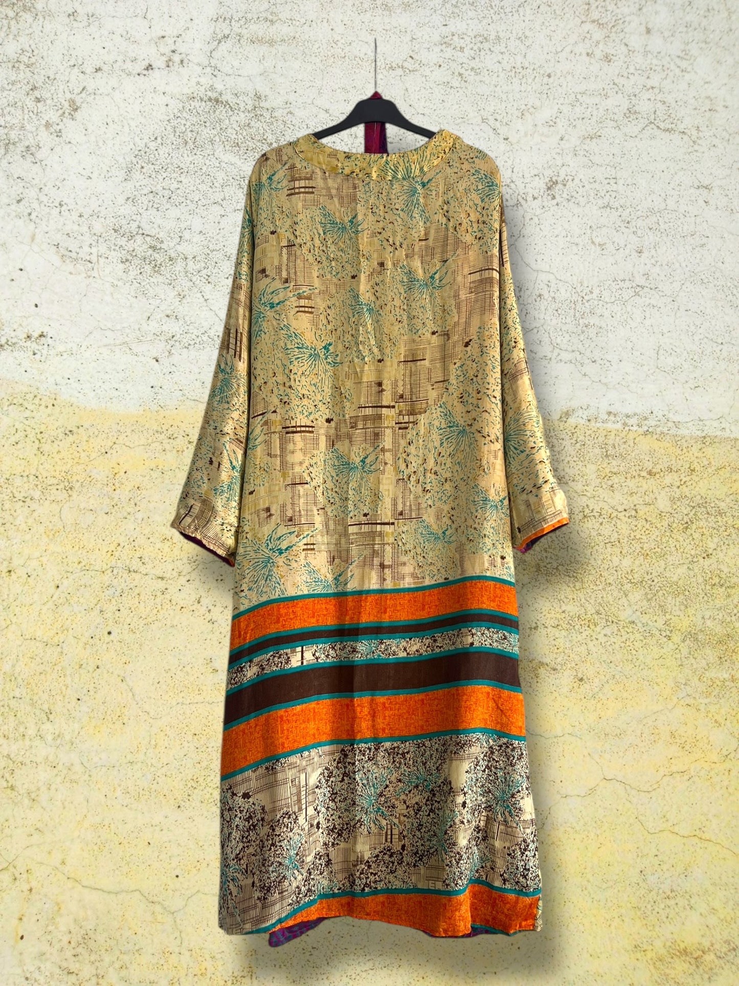 Kimono reversible largo de seda reciclada Boheme