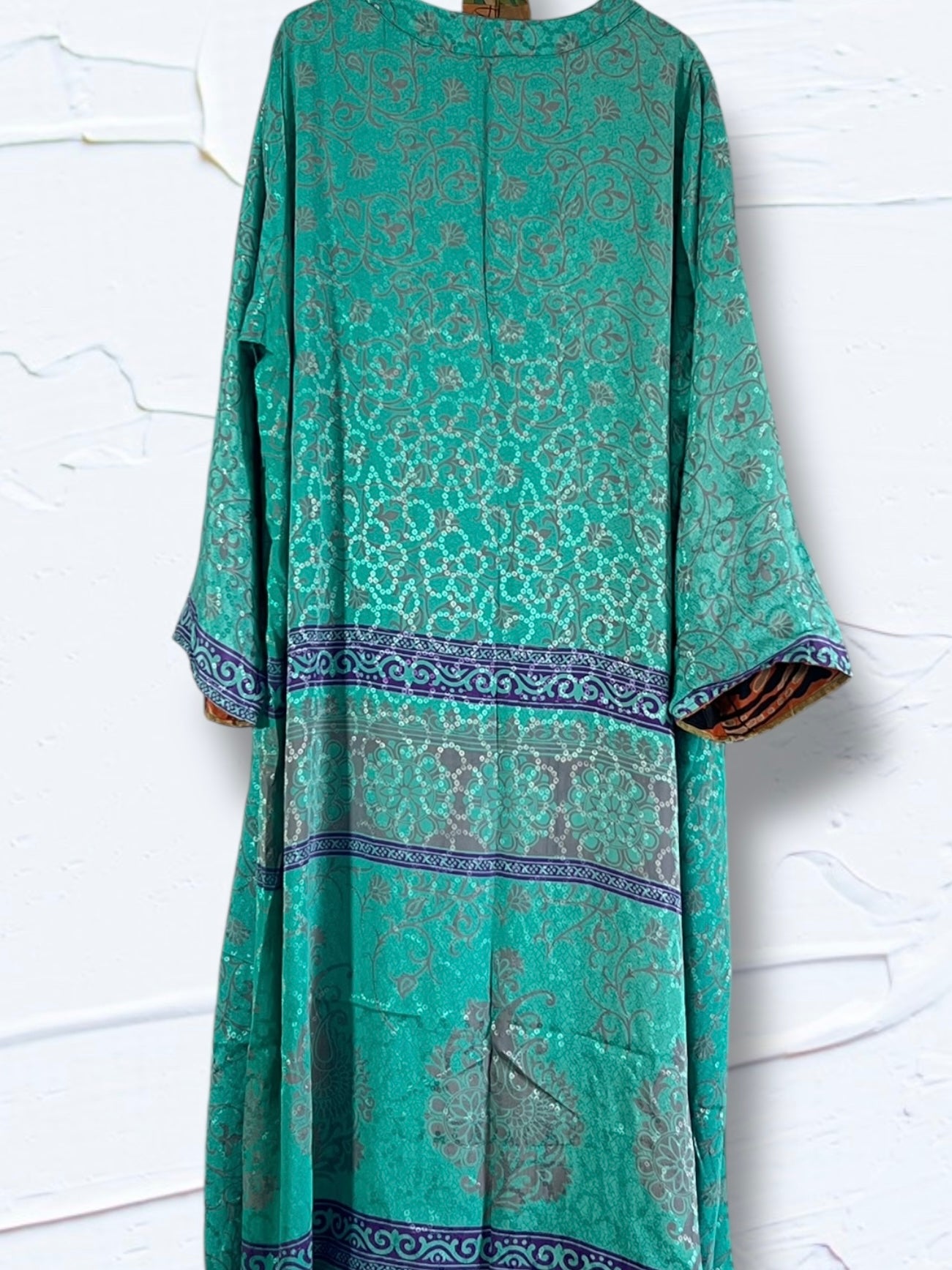 1 Kimono reversible de seda reciclada, XL Jungle