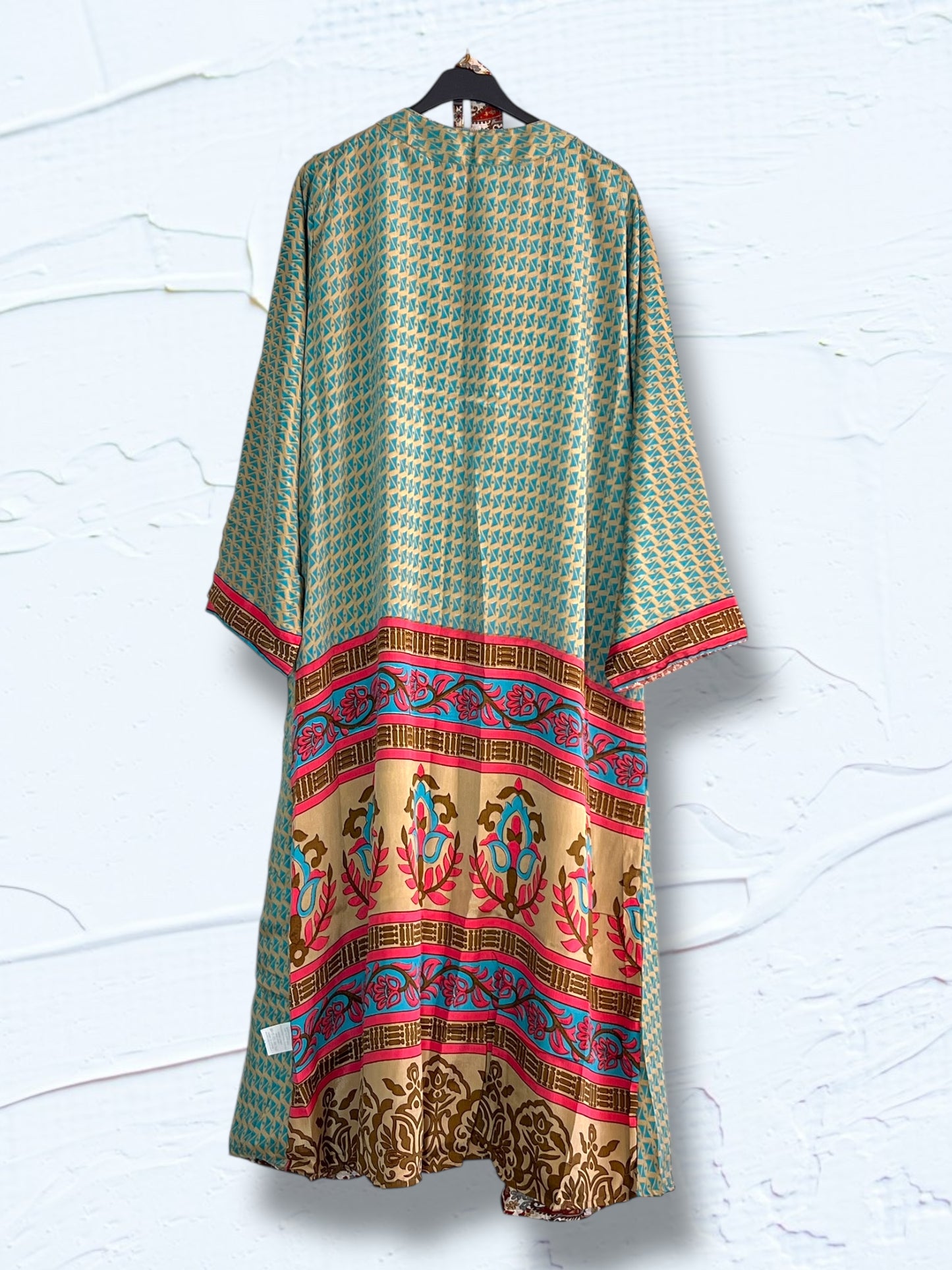 Kimono reversible largo de seda reciclada Cancun