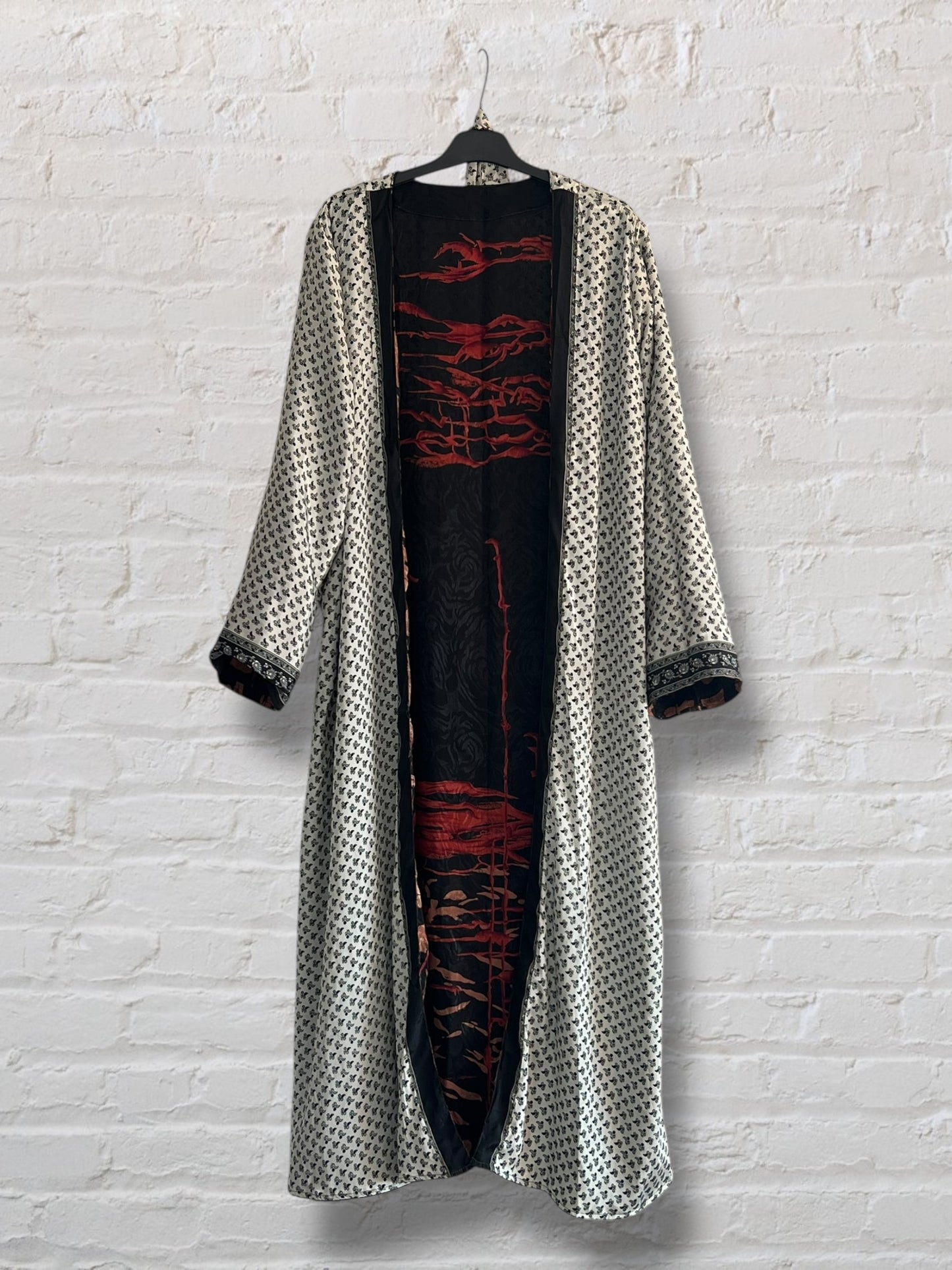 Kimono de seda reciclada Reversible Fuego