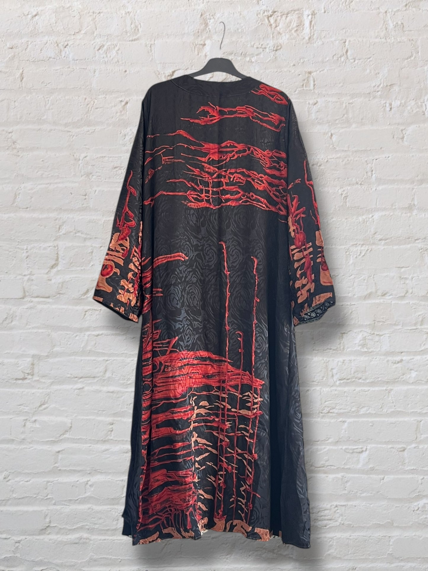 Kimono de seda reciclada Reversible Fuego