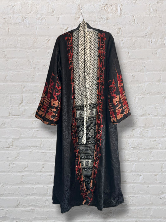 Kimono de seda reciclada Reversible Fuego