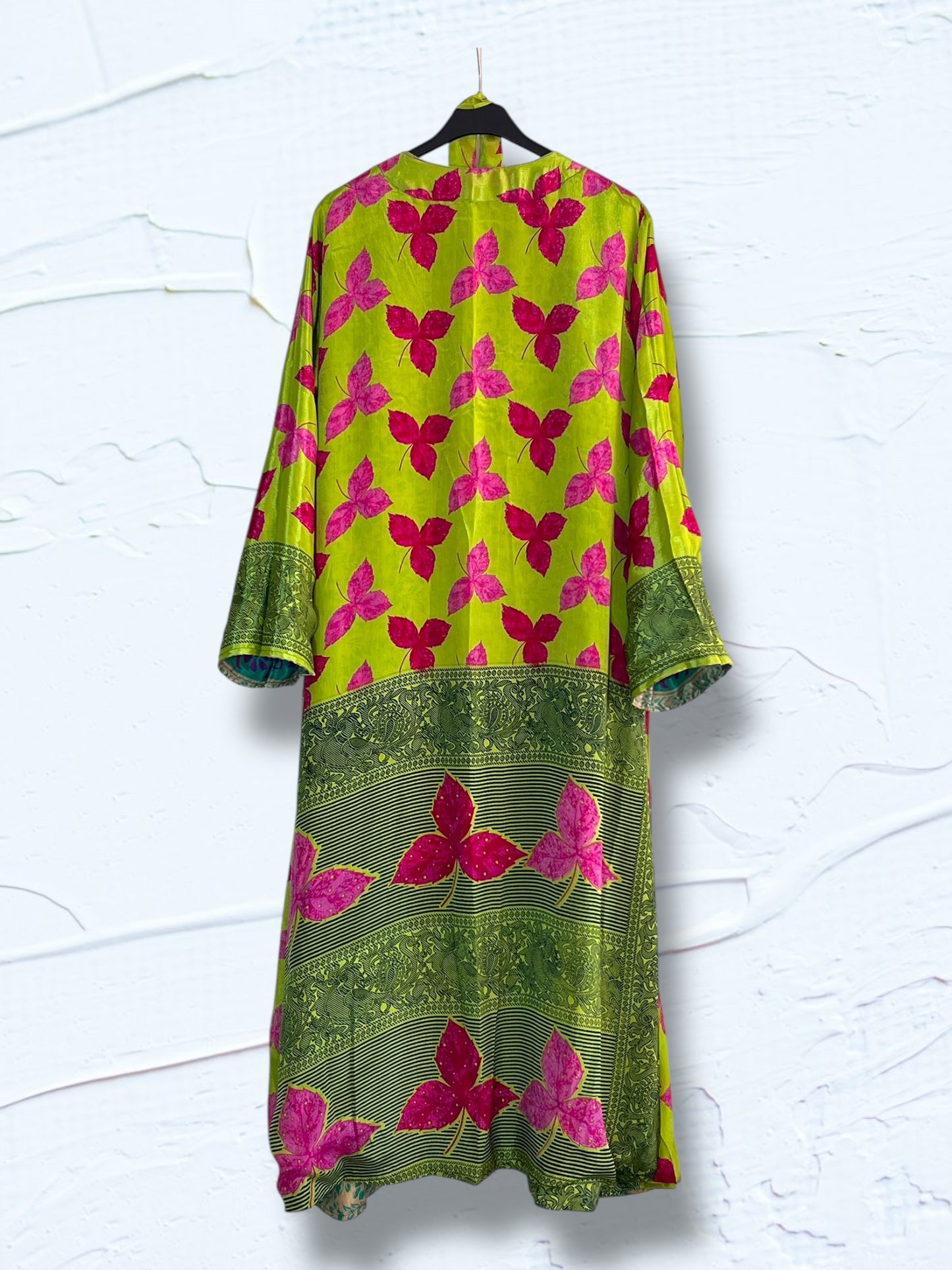 Kimono reversible largo de seda reciclada Miami