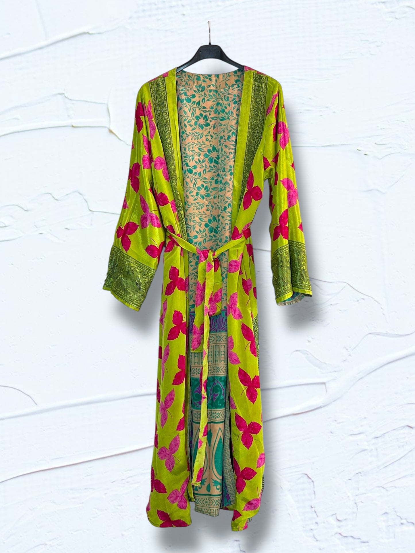 Kimono reversible largo de seda reciclada Miami