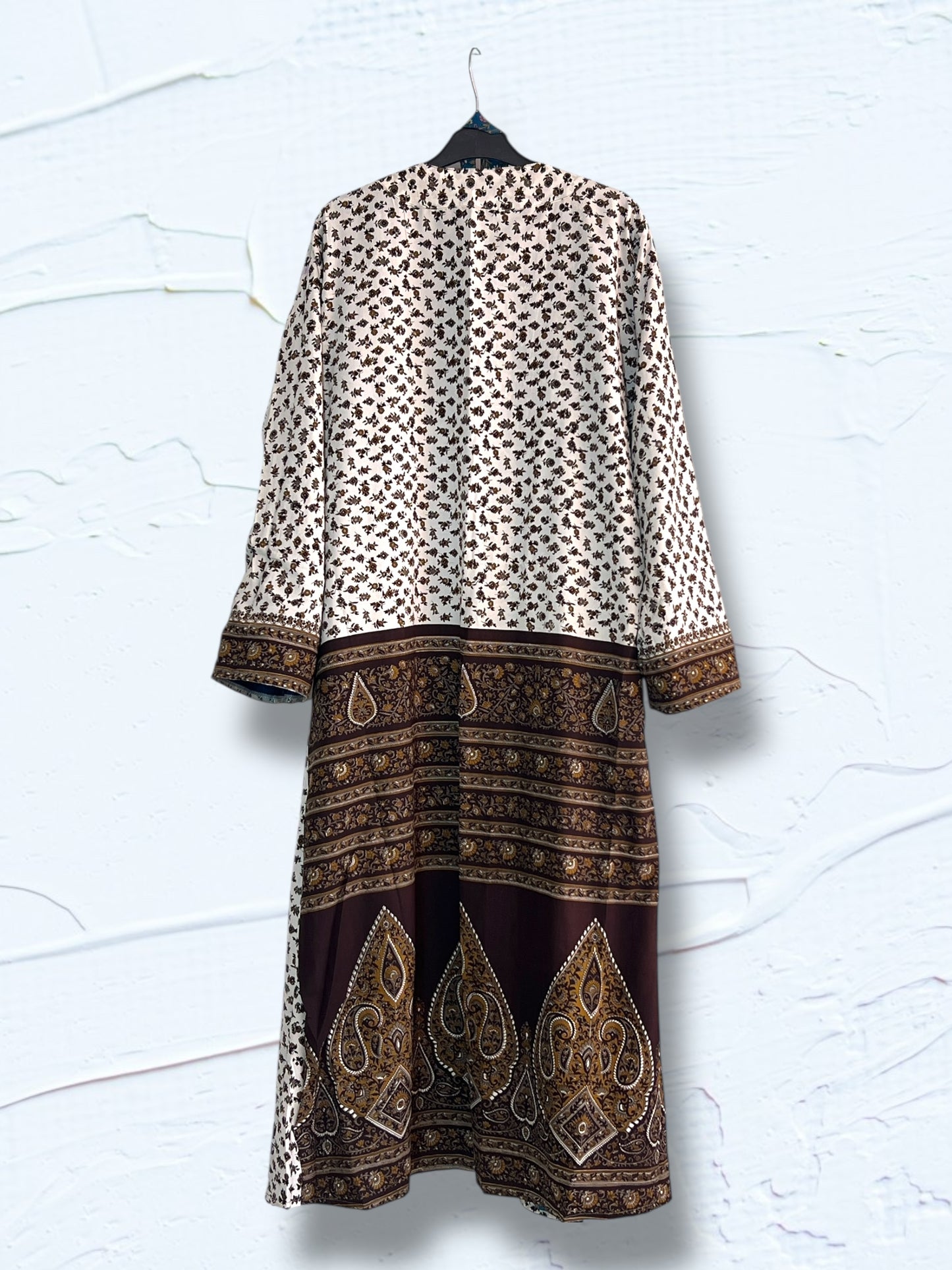 Kimono reversible largo de seda reciclada Liberty