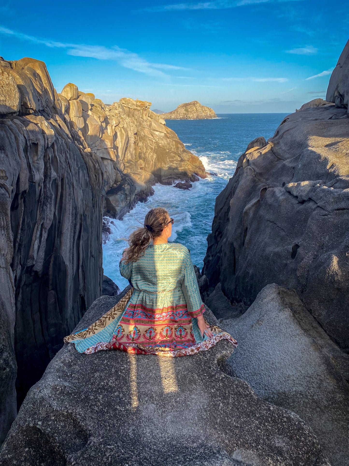 Kimono reversible largo de seda reciclada Cancun