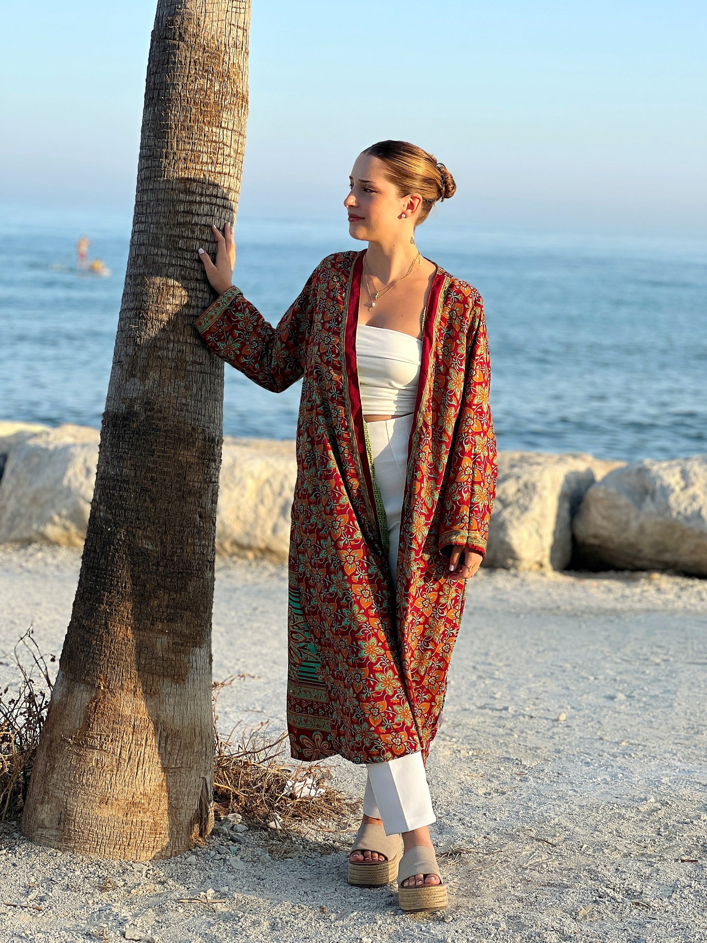 1 Kimono reversible de seda reciclada, XL  Sunset