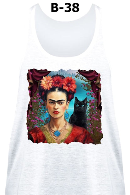 Camiseta de Tirantes Frida – Base Blanca y Estampados Variados