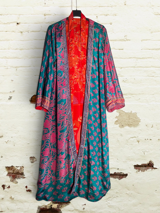 Kimono de seda reciclada Reversible Africa