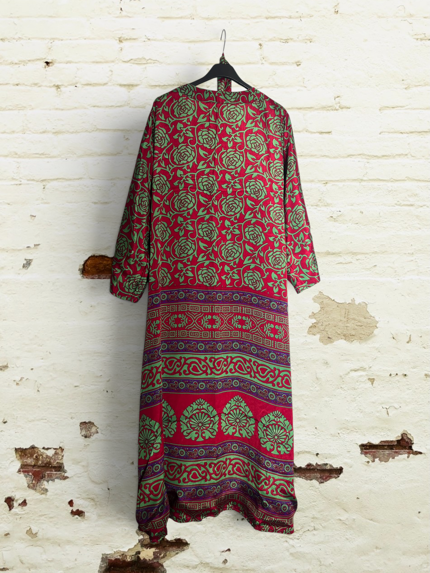 1 Kimono reversible de seda reciclada, XL  Agua