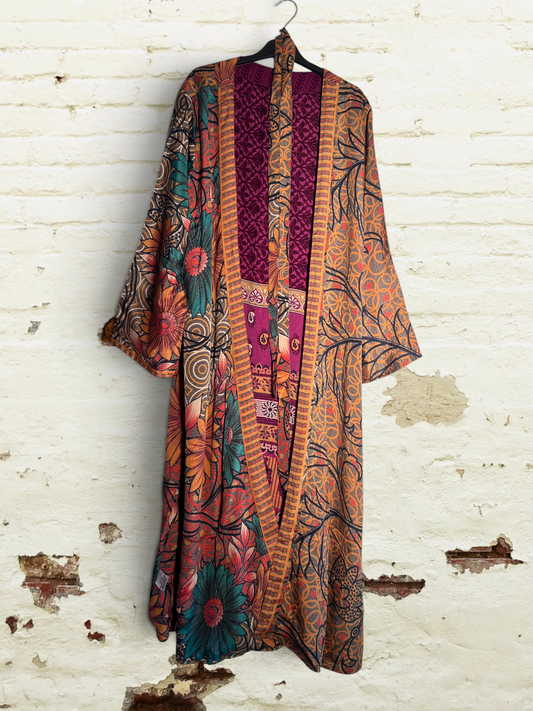 Kimono de seda reciclada Reversible Paris