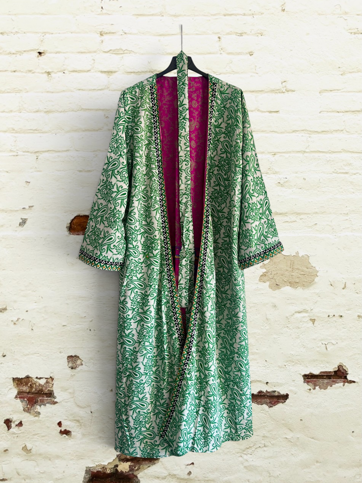 Kimono reversible largo de seda reciclada Miami