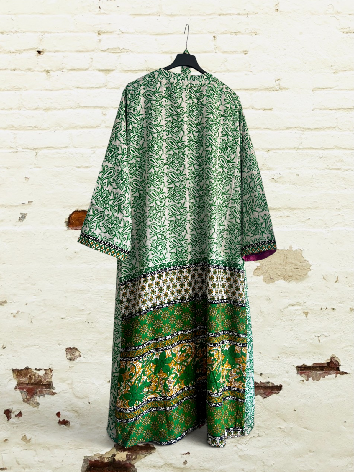 Kimono reversible largo de seda reciclada Miami